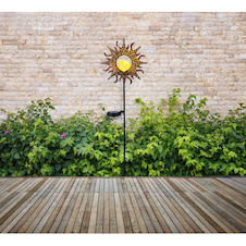 Solární svítidlo, plast černý, zlatý, imitace prasklého skla, RGB měnič barev, včetně baterie AAA 300mAh 1.2V, IP44, DxŠxV:225x100x335mm, včetně RGB LED 0.06W 3V