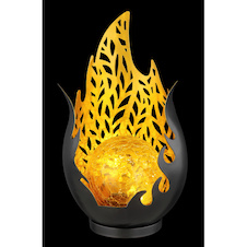 Solární svítidlo kov matně černá, kov zlaté ozdobné děrování, černý plast, imitace praskání jantarového skla, vypínač, součástí balení baterie 2/3 AAA 300mAh 1,2V, IP44, DxŠxV:165x125x265mm, včetně LED 0,06W 3,2V, 3000K