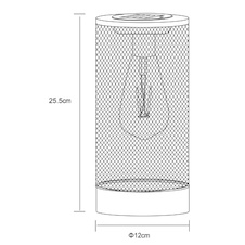 Solární svítidlo přírodní dřevo, matný černý plast, matná černá kovová síťka, průhledný plast, vypínač, baterie součástí balení AA 200mAh 1,2V, IP44, Ø120mm, V:255mm, vč.LED 0,06W 3V, 3000K