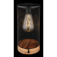 Solární svítidlo přírodní dřevo, matný černý plast, matná černá kovová síťka, průhledný plast, vypínač, baterie součástí balení AA 200mAh 1,2V, IP44, Ø120mm, V:255mm, vč.LED 0,06W 3V, 3000K