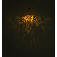 Solární svítidlo, kov stříbrošedý starožitný, kov měděný, plast černý, konopí přírodní barva, vypínač, součástí balení dobíjecí baterie AAA 200mAh 1,2V, IP44, k zavěšení nebo postavení, Ø120mm, V:260mm, vč. LED 0,06W 3,2V, 3000K