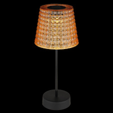 Solární svítidlo, plast černý, plast jantarový, vypínač, včetně baterií 40mAh 1.2V, IP44, stínítko s křišťálovým vzhledem, Ø:125mm, V:290mm, set 2ks, včetně LED 0.06W 3V, 3000K