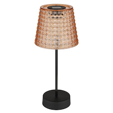 Solární svítidlo, plast černý, plast jantarový, vypínač, včetně baterií 40mAh 1.2V, IP44, stínítko s křišťálovým vzhledem, Ø:125mm, V:290mm, set 2ks, včetně LED 0.06W 3V, 3000K