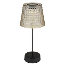 Solární svítidlo, plast černý, plast kouřový, vypínač, včetně baterií 40mAh 1.2V, IP44, stínítko s křišťálovým vzhledem, Ø:125mm, V:290mm, set 2ks, včetně LED 0.06W 3V, 3000K