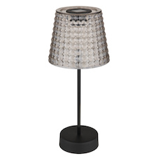 Solární svítidlo, plast černý, plast kouřový, vypínač, včetně baterií 40mAh 1.2V, IP44, stínítko s křišťálovým vzhledem, Ø:125mm, V:290mm, set 2ks, včetně LED 0.06W 3V, 3000K