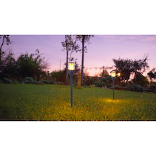 Solární svítidlo, plast černý, plast průhledný, plast bílý, vypínač, efekt ohně, včetně baterií AA 800mAh 1.2V, IP44, Ø:75mm, V:645mm, 2 výšky: 64,5cm nebo 47cm, včetně 12x LED 0.2W 3V, 1600K