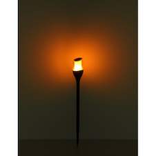 Solární svítidlo, plast černý, plast průhledný, plast bílý, vypínač, efekt ohně, včetně baterií AA 800mAh 1.2V, IP44, Ø:75mm, V:645mm, 2 výšky: 64,5cm nebo 47cm, včetně 12x LED 0.2W 3V, 1600K