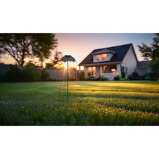 Solární svítidlo, kov černý mat, kov měděný, plast čirý, vypínač, baterie AAA 300mAh 1,2V, IP44, deštník na trnu, ø:20,5cm, V:65cm, včetně 60xLED 0,024W 3V, 3000K