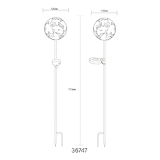 Solární svítidlo, imitace kovu, vypínač, baterie AAA 300mAh 1,2V, IP44, globus s javorovými listy na trnu, ø:12cm, V:91,5cm, včetně LED 0,024W 3V 3000K