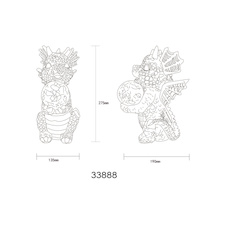 Solární svítidlo, plast šedý matný, skleněná koule čirá s efektem prasklého skla, vypínač, baterie AAA 300mAh 1,2V, IP44, drak, DxŠxVxH:19x13,5x27,5cm, včetně LED 0,024W 3V 3000K