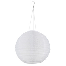 Solární svítidlo, plast bílý, nerezová ocel, PVC kabel bílý, posuvný vypínač, baterie AAA 300mAh 1,2V, IP44, závěsná lucerna, ø:30cm, V:55cm, včetně LED 0,06W 3V 2700K