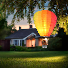 Solární svítidlo, plastové stříbrné, plastové hnědé, textilní barevné, kovové černé matné, vypínač, ohňový efekt, baterie AA 600mAh 3V, IP44, ø:27cm, V:44cm, včetně 24xLED 0,06W 3V 1800K