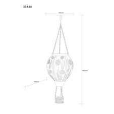Solární svítidlo, kov hnědý mat, kov černý mat, kov s dekorativním děrováním měděné barvy, vypínač, ohnivý efekt, baterie AA 300mAh 3,7V, IP44, horkovzdušný balón, ø:14cm, V:46cm, včetně 12xLED 0,024W 3V 1800K