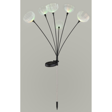 Solární svítidlo z nerezavějící oceli, plast černý matný, plast průhledný, posuvný vypínač, RGB změna barvy, baterie součástí balení AA 300mAh 1,2V, IP44, V: 700 mm, včetně 6x RGB LED 0,1W 1,2V