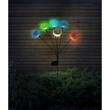 Solární svítidlo z nerezavějící oceli, plast černý matný, plast průhledný, posuvný vypínač, RGB změna barvy, baterie součástí balení AA 300mAh 1,2V, IP44, V: 700 mm, včetně 6x RGB LED 0,1W 1,2V