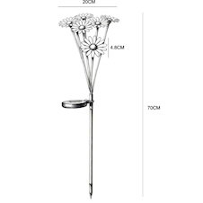 Solární svítidlo z nerezavějící oceli, plast černý matný, plast zelený, bílý, žlutý, posuvný vypínač, baterie součástí balení AA 600mAh 1,2V, IP44, ø: 200mm, V: 700mm, včetně 6x LED 0,06W 3V, 3500K