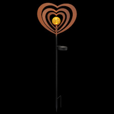 Solární svítidlo, kov, imitace rzi, kov černý, plast černý matný, jantarová koule s efektem popraskaného skla, posuvný vypínač, baterie součástí balení AAA 300mAh 1,2V, IP44, DxŠxV: 280x60x820mm, včetně LED 0,06W 3V, 3000K