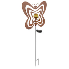 Solární svítidlo, kov, imitace rzi, kov černý, plast černý matný, jantarová koule s efektem popraskaného skla, posuvný vypínač, baterie součástí balení AAA 300mAh 1,2V, IP44, DxŠxV: 380x60x830mm, včetně LED 0,06W 3V, 3000K