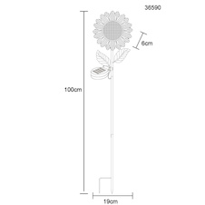 Solární svítidlo, kov černý/zelený/žlutý matný, plast černý matný, vypínač, baterie součástí balení AAA 600mAh 1,2V, IP44, DxŠxV: 190x60x1000mm, včetně 200x LED 0,06W 3V, 3000K