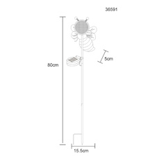 Solární svítidlo, kov bílý/žlutý/černý matný, plast černý matný, vypínač, baterie součástí balení AAA 600mAh 1,2V, IP44, DxŠxV: 155x50x800mm, včetně 200x LED 0,06W 3V, 3000K