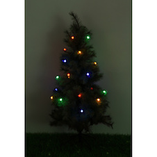 Solární světelný řetěz, plast černý matný, posuvný spínač, krokový spínač, baterie součástí balení AA 300mAh 1,2V, IP44, DxŠ: 5800x18mm, rozestup mezi LED diodami 200mm, délka napájecího kabelu 2000mm, 20x farebné LED diódy 0,6W 1,2V