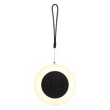 Solární svítidlo z nerezavějící oceli černé, plast satinovaný, textil černý, dotykové zapnutí/vypnutí, stmívač, USB výstup, 5 stupňů jasu přepínání, CR18650 2200mAh 3,7V, IP54, ø:125mm,V:27,5mm, LED 3W 3,7V, zdroj 330lm, výstup 200lm, 3000K