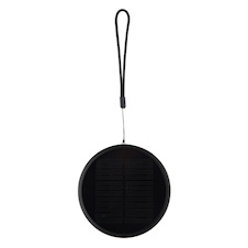 Solární svítidlo z nerezavějící oceli černé, plast satinovaný, textil černý, dotykové zapnutí/vypnutí, stmívač, USB výstup, 5 stupňů jasu přepínání, CR18650 2200mAh 3,7V, IP54, ø:125mm,V:27,5mm, LED 3W 3,7V, zdroj 330lm, výstup 200lm, 3000K