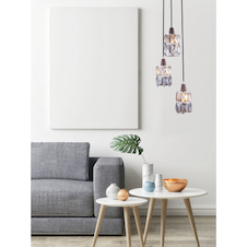 Závěsné svítidlo, kov bronzový, skleněné křišťály kouřové, chrom, Ø25cm, V:120cm, bez žárovek 3xE14, max. 40W 230V