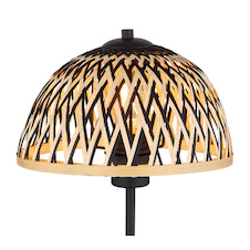 Stolní svítidlo kov černý matný, bambus, přírodní barva, kolébkový vypínač na kabelu, Ø:250mm, V:370mm, délka kabelu 1500mm, bez žárovky 1x E27 LED 15W 230V