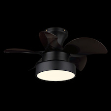 Stropní ventilátor, matný černý kov, hnědý/bílý plast, více rychlostí pomocí nástěnného vypínače, paměťová funkce, dálkové ovládání, 15m², 2 směry otáčení, Ø:58cm, V:27cm, LED 22W 230V, zdroj 2890 lm, výstup 1660lm, CCT 3000/4500/6000K