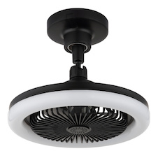 Stropní ventilátor, plast černý/bílý/kouřový, stmívatelný, více rychlostí pomocí nástěnného vypínače, paměť, dálkové ovládání, do 5m², chladící účinek, Ø:25,8cm, LED 20W 230V, zdroj 270-2290lm, výstup 100-1030lm, CCT 3000-6500K
