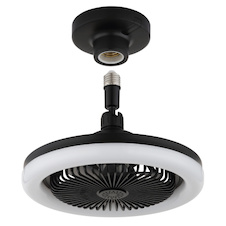 Stropní ventilátor, plast černý/bílý/kouřový, stmívatelný, více rychlostí pomocí nástěnného vypínače, paměť, dálkové ovládání, do 5m², chladící účinek, Ø:25,8cm, LED 20W 230V, zdroj 270-2290lm, výstup 100-1030lm, CCT 3000-6500K