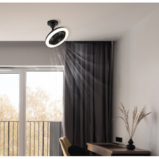 Stropní ventilátor, plast černý/bílý/kouřový, stmívatelný, více rychlostí pomocí nástěnného vypínače, paměť, dálkové ovládání, do 5m², chladící účinek, Ø:25,8cm, LED 20W 230V, zdroj 270-2290lm, výstup 100-1030lm, CCT 3000-6500K
