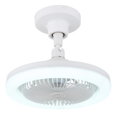 Stropní ventilátor, plast bílý matný/průhledný, stmívatelný, více rychlostí pomocí nástěnného vypínače, paměť, dálkové ovládání, do 5m², chladící účinek, Ø:25,8cm, V:21,7cm, LED 20W 230V, zdroj 270-2290lm, výstup 180-1480 lm, CCT 3000-6500K