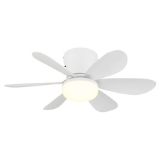 Stropní ventilátor, kov/plast, matná bílá, stmívatelný, více rychlostí pomocí nástěnného vypínače, funkce paměti, dálkové ovládání, 35m², 2 směry otáčení, Ø:51cm, V:165cm, LED 5W 230V, zdroj 70-560 lm, výstup 40-350 lm, CCT 2700-6500K