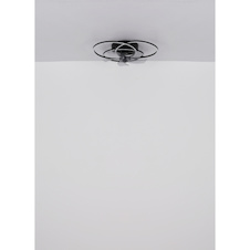 Stropní ventilátor, kov/hliník černý matný, plast bílý/kouřový, stmívatelný, nástěnný vypínač s více kroky, paměť, dálkové ovládání, 25m², 2 směry otáčení, ø:580mm V:175mm, LED 40W 230V, zdroj 800-2000 3000-6500K