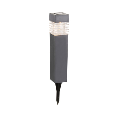 Solární svítidlo, plast šedý, plast satinovaný, 4 ks set, IP44, vypínač, včetně AA 200mAh 1.2V, DxŠxV:58x58x385 včetně 1xLED 0,06W 3,2V, teplá bílá
