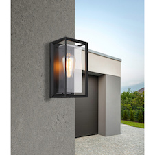 Venkovní svítidlo, matný černý hliník, čirý plast, IP44, ŠxV:13x25cm, H:12cm, bez žárovky 1x E27, 60W 230V