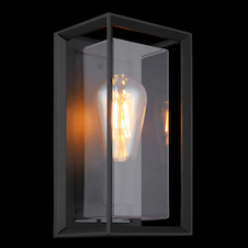 Venkovní svítidlo, matný černý hliník, čirý plast, IP44, ŠxV:13x25cm, H:12cm, bez žárovky 1x E27, 60W 230V