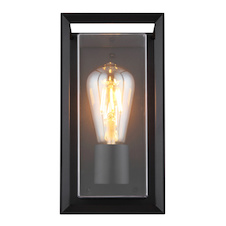 Venkovní svítidlo, matný černý hliník, čirý plast, IP44, ŠxV:13x25cm, H:12cm, bez žárovky 1x E27, 60W 230V