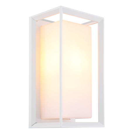 Venkovní svítidlo, matný bílý hliník, plast se satinovanou povrchovou úpravou, IP44, ŠxV:13x25cm, H:12cm, bez žárovky 1x E27, 60W 230V