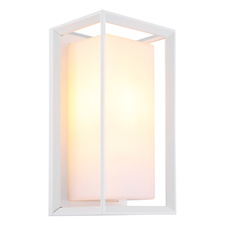 Venkovní svítidlo, matný bílý hliník, plast se satinovanou povrchovou úpravou, IP44, ŠxV:13x25cm, H:12cm, bez žárovky 1x E27, 60W 230V