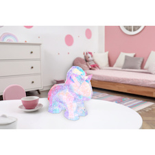Stolní lampa, plast čirý a růžový, křišťálový efekt, dotykový vypínač, plynulá regulace stmívání, paměťová funkce, bez adaptéru, USB-A 2.0-USB-C, v dárkovém balení, nabíjí se cca 6h, svítí cca 8h, DxŠxV: 300x140x260mm, včetně LED 4W 230V, 8000K