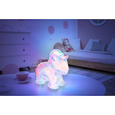 Stolní lampa, plast čirý a růžový, křišťálový efekt, dotykový vypínač, plynulá regulace stmívání, paměťová funkce, bez adaptéru, USB-A 2.0-USB-C, v dárkovém balení, nabíjí se cca 6h, svítí cca 8h, DxŠxV: 300x140x260mm, včetně LED 4W 230V, 8000K