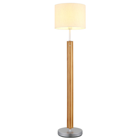 Stolní lampa, hnědý kov, dřevo, textil, dotykové zapnutí/vypnutí, dotykový stmívač, samostatný vypínač, Ø:35cm, V:14,5cm, bez žárovky 1x E27, max. 25W 230V, včetně LED 21W 230V, 2490 lm zdroj, 1500 lm výstup, 2700K