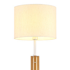 Stolní lampa, hnědý kov, dřevo, textil, dotykové zapnutí/vypnutí, dotykový stmívač, samostatný vypínač, Ø:35cm, V:14,5cm, bez žárovky 1x E27, max. 25W 230V, včetně LED 21W 230V, 2490 lm zdroj, 1500 lm výstup, 2700K