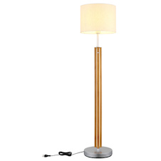 Stolní lampa, hnědý kov, dřevo, textil, dotykové zapnutí/vypnutí, dotykový stmívač, samostatný vypínač, Ø:35cm, V:14,5cm, bez žárovky 1x E27, max. 25W 230V, včetně LED 21W 230V, 2490 lm zdroj, 1500 lm výstup, 2700K