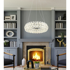 Závěsné svítidlo, chromovaný kov, průhledné krystaly K9, Ø:60cm, V:150cm, včetně LED 50W 230V, zdroj 6210lm, výstup 4460lm, 4000K
