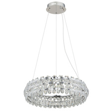 Závěsné svítidlo, chromovaný kov, průhledné krystaly K9, Ø:60cm, V:150cm, včetně LED 50W 230V, zdroj 6210lm, výstup 4460lm, 4000K
