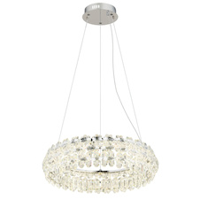 Závěsné svítidlo, chromovaný kov, průhledné krystaly K9, Ø:60cm, V:150cm, včetně LED 50W 230V, zdroj 6210lm, výstup 4460lm, 4000K